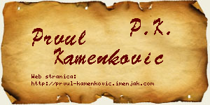 Prvul Kamenković vizit kartica